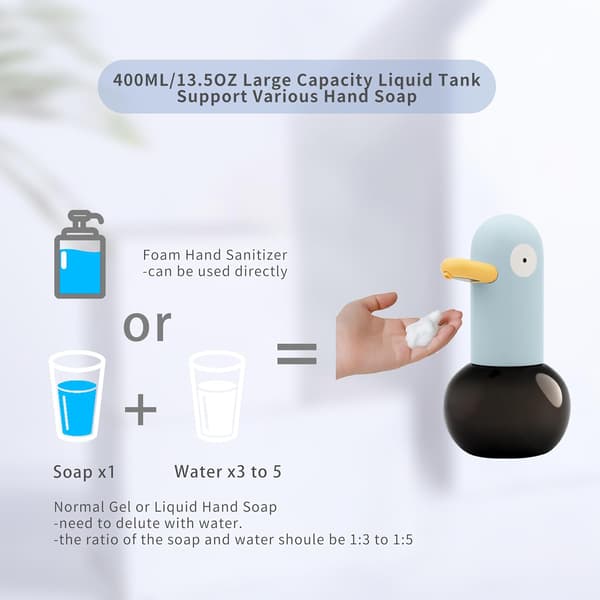 400 ml andeformet automatisk skumsæbedispenser, kontaktfri skumsæbedispenser, USB-genopladelig.