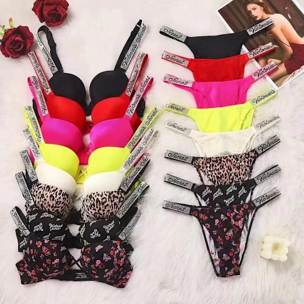 Sexy Lingerie Comfort Women Set Push Up Bra Victoria's Secret Lingerie Set Female Underwear Vetement Femme Black flower 75C