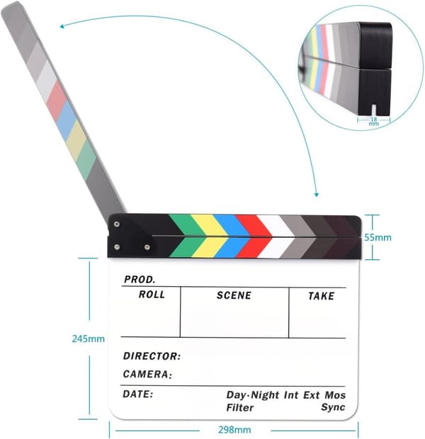 Regissör Akryl Plast Clapper Board 10x12 Tum