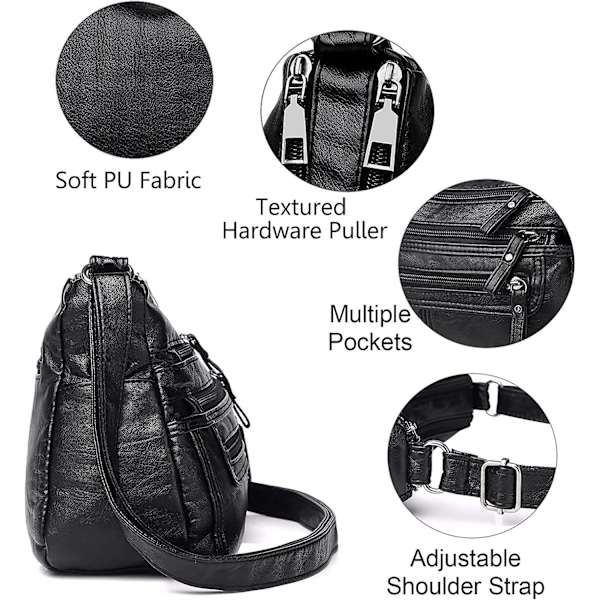 Kvinnor Liten Messenger Bag Pu Läder Axelplånbok Handväska Dam Crossover Lätt Meser Multi Pocket