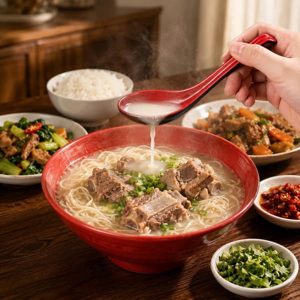 8 STK Suppeskeer, Dyb Ske til Nudler, Suppe, Ris & Hverdagsmåltider, Sort & Rød