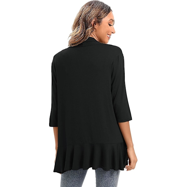 2023 Ny Dammode Temperamentrock Enfärgad Casual Cardigan Sju Points Topp black M