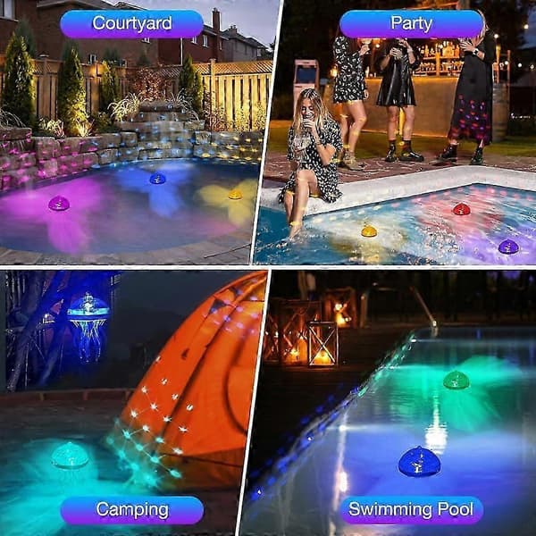 Solcellsdriven flytande poolbelysning, solcellspoolbelysning, 7 färger som ändras, solcellsdriven vattentät poolbelysning, LED-solcellspoolbelysning för pool, trädgård
