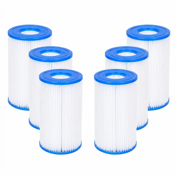 6-pack poolfilterpatroner kompatibla med Bestway III, FD2138 & Intex A/C, ersättningsfilter för spa och pool