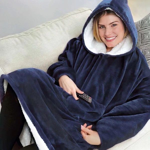 Extra stor filttröja med stora fickor, supermjuk teddyull, herr- och damtröjor, one size fits all black