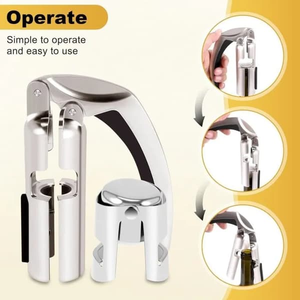 Flaskeåpner - Champagnekorketrekker - Sinklegering - 2 stk - Moderne stil