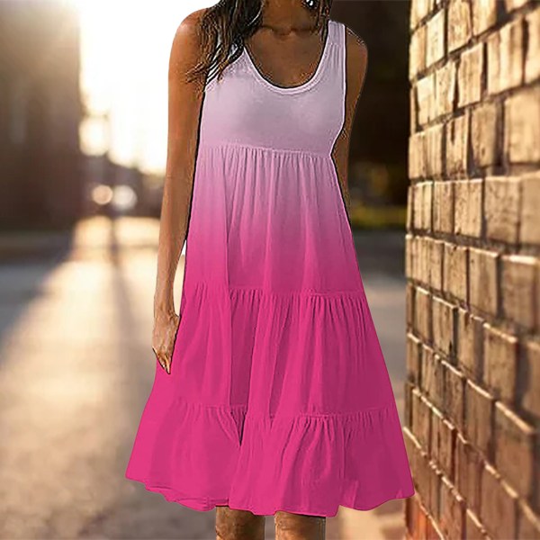 Sexig kort klänning för kvinnor Gradient Lösa veckade solklänningar för att gå på semester 5xl purple