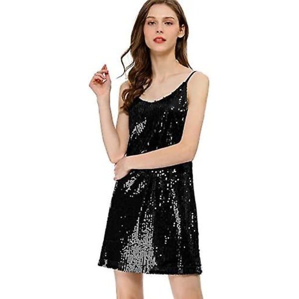Allegra K Kvinnor S Halloween Glitter Paljett V Neck Spaghetti Strap Mini Party Dress Clubwear Mermaid X-Small