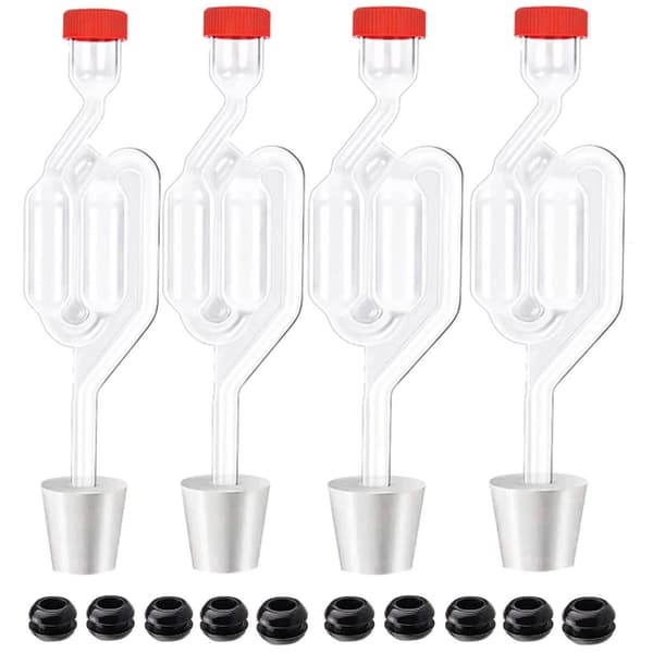 4 stk. Twin Bubble gærrørssæt, gærrør til fermentering, fermenteringsgærrør med 4 propper
