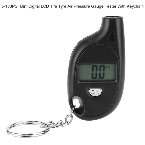 Dæktryksmåler, 5-150PSI Sort LCD Digital Display Dæktryksmåler Tester med Nøglering