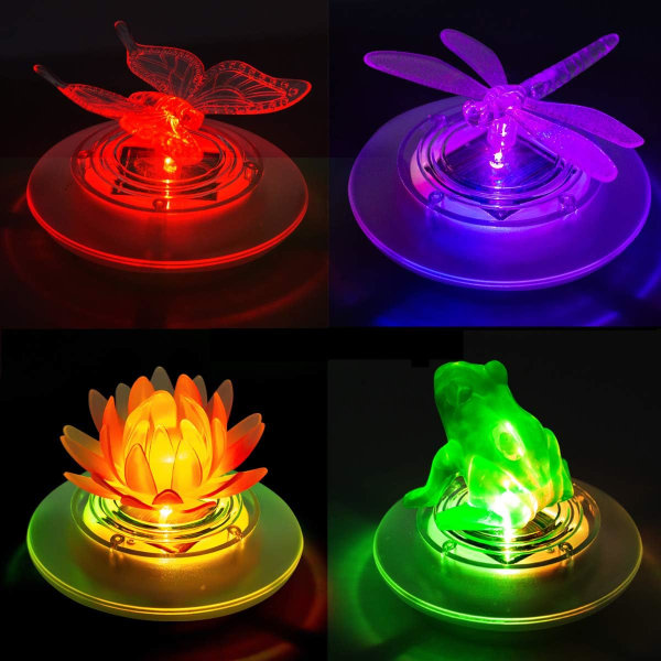Solar Pond Lights Vattentät LED RGB Solar Floating Lights Dragonfly