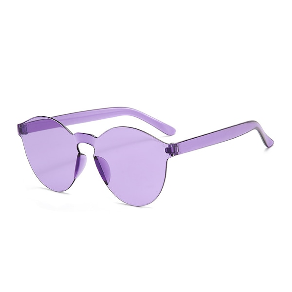 Mode solglasögon i ett stycke godis färg färg kantlösa glasögon Double violet