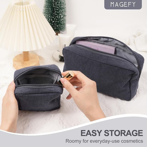 Makeuptaske, 2 stk. små makeuptasker til håndtaske fløjlstaske med rum Rejse makeup kosmetiktaske (sort) Black