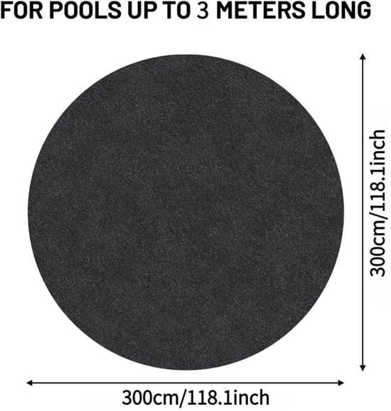 Rund poolmåtte – udendørs poolmåtte – foldbar beskyttelsesmåtte – diameter 300 cm – polyestermateriale – velegnet til havebassiner og badekar – sort