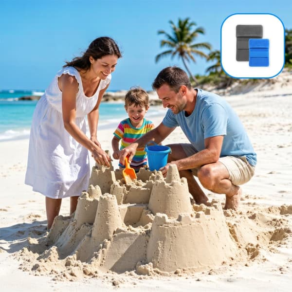 Sandfjerner til strand 2 stk. bløde sandaftørringshandsker til strand Bærbar sandfjerner-pose til camping, sommer, rejser, strandferie