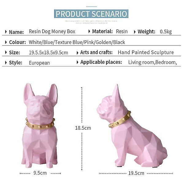 Fransk Bulldog Mynt Bank Box Spargris Figurine Hemdekorationer Black
