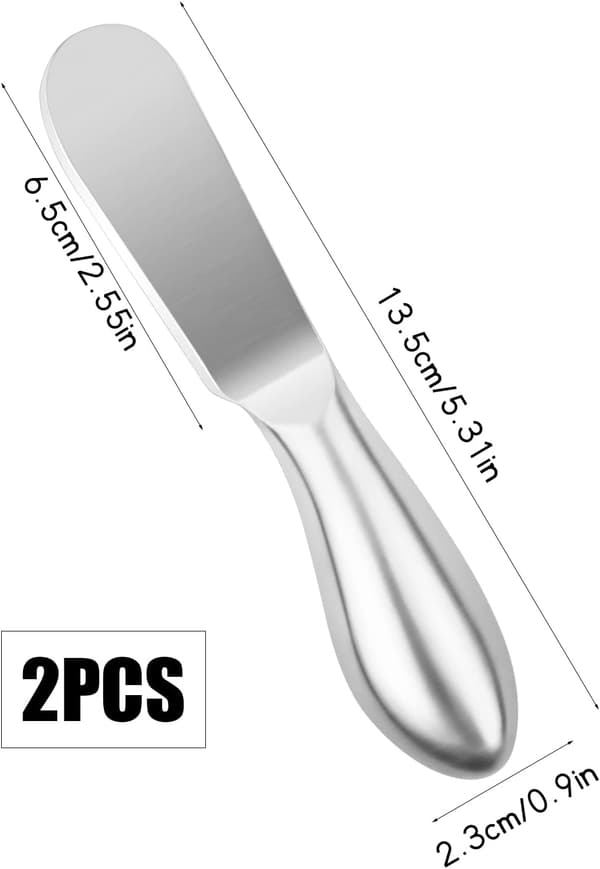 Set med 2 smörspridare i rostfritt stål 13,5 × 2,3 cm