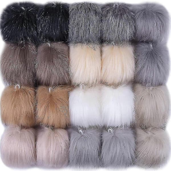 20 stycken DIY konstgjord räv päls fluffig med elastisk ögla för hattar nyckelringar halsdukar handskar väskor accessoarer