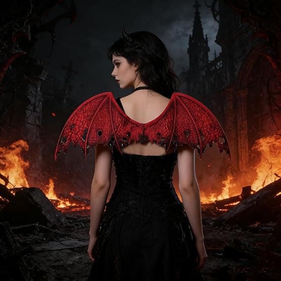 Djeveldemonvinger, ikke-vevd cosplayrekvisitt for menn og kvinner til Halloweenfest