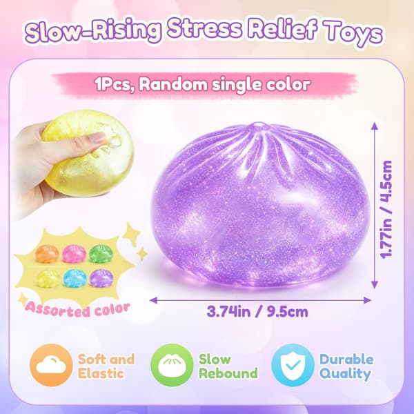 Dumpling Squishies, Dumpling Squishy Mystery Box, 3,4 tum färgglada Dumpling Stressbollar, Fidget Sensorisk Leksak, Kläm Degboll Stresslindrande Handleksaker Blue