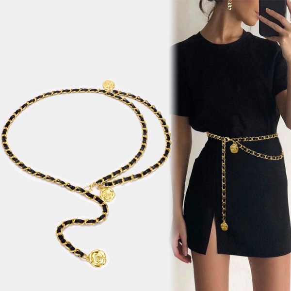 Camellia chain adjustable elastic waist accessory dress high class pants chain waist chain