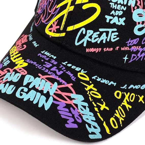 Graffiti baseballcaps, unisex baseballcaps justerbar bomull graffiti doodle sportscaps for menn kvinner