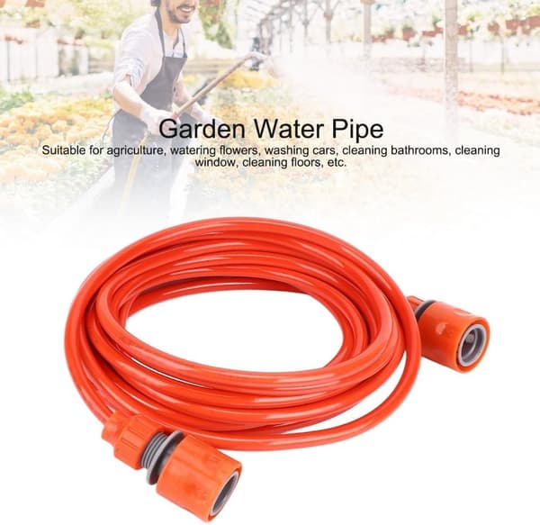 Flexibel trädgårdsslang 8 mm, 6 meter med snabbkoppling, vattenslang för gräsmatta, trädgård och utomhusbruk, orange