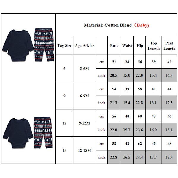 Jul Familj Matchande Pyjamas Set Vuxen Barn  Sovkläder Baby 9M