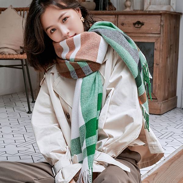 Vinter Rutig Scarf Printed Tofs Imitation Cashmere Scarf Fashi