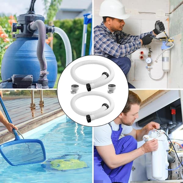 2 stk. poolpumpeslange med adapter Lækagesikker udskiftningsdel Pumpeslange til nedgravede pools til have baghave havvandssandsystem vedligeholdelse dræning