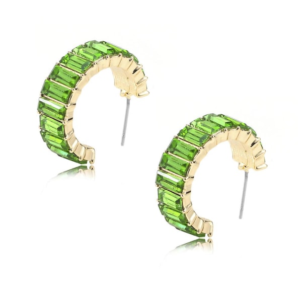 2 st smycken Flerfärgade strass örhängen Enkla C-formade örhängen för tjejer green