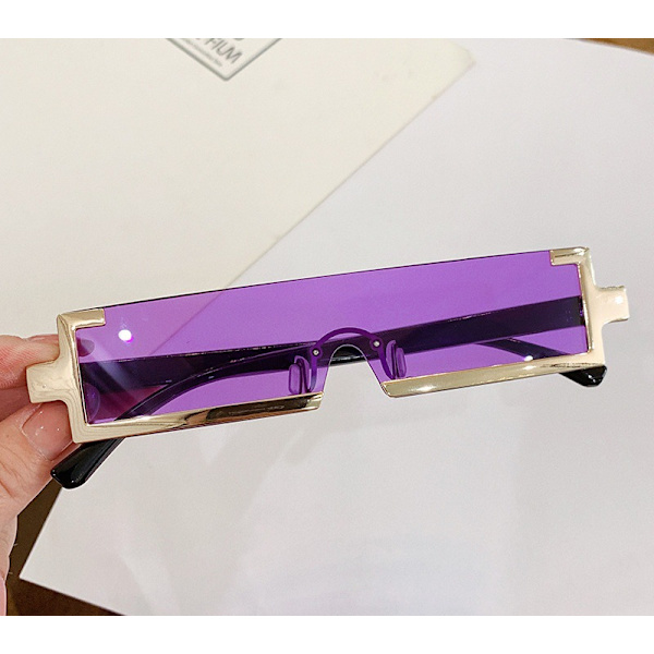 Nät röd rektangulära mode solglasögon kvinnor konkav form solglasögon män street shot mode solglasögon cool Gold frame purple piece