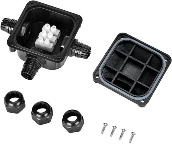Sats med 5 vattentäta kopplingsdosor IP68 230 V svart