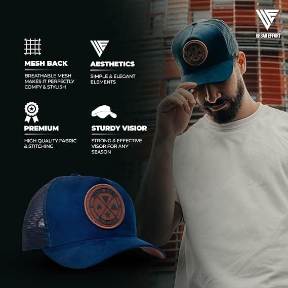 Tucker-hatter for menn - Mesh-ryggkaps for kvinner Baseballhatt 5-panel-flott baseball snapback-lukking mørkeblå Dark blue