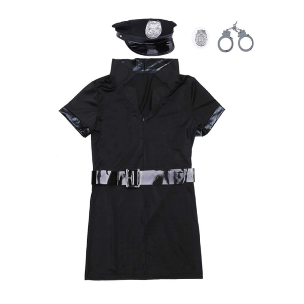 Kvinnor Sexig polisdräkt Vuxen Halloween Cop Uniform Outfit（S）