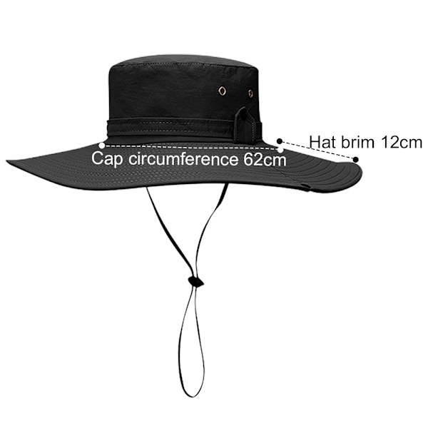Solhattar med UV-skydd, vandringssafari med bred brättad cap black