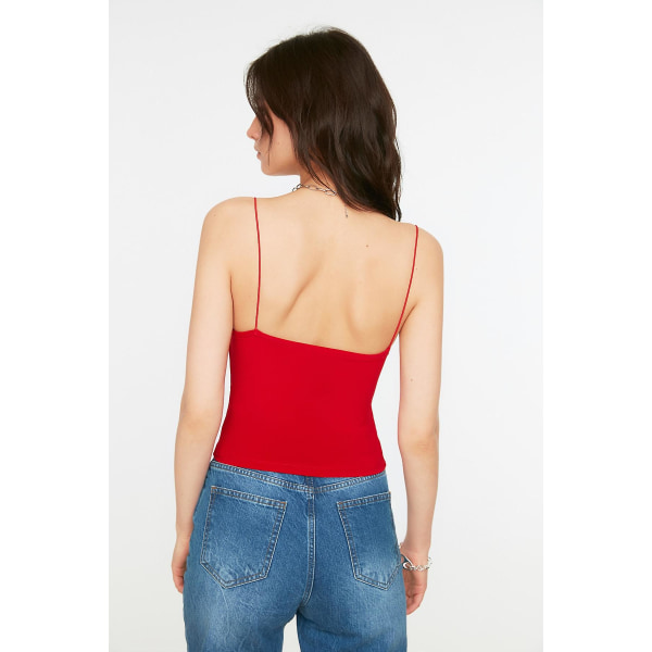 Trendyol Blus Plain Cowl Neck Standardärm Bodycon Red M