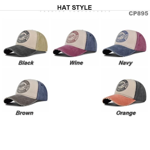 graffititryck cap sliten tvättad nödställd cap färgmatchande cap diskettmössa böjd brätte toppad cap Cp8954Brown Adjustable