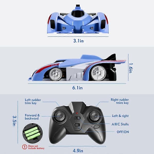 Fjärrkontroll väggklättrande bil, vägg- och dubbelläges stunt RC-bil blue