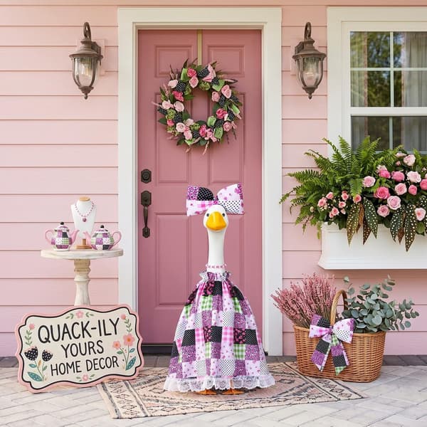 Blomstret Patchwork Veranda Gåseoutfit 23 Tommer Gåsekjole Tøj