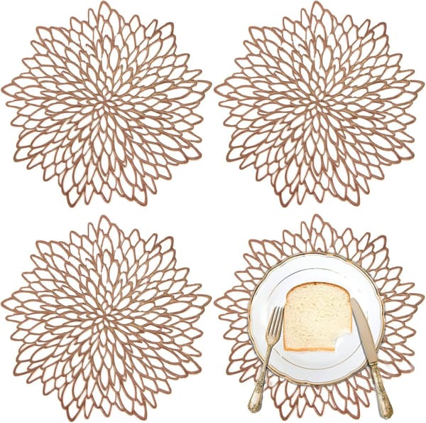4 st runda utskurna placemats, halkfria