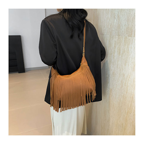 Hipster retro personality multi-tassel bag Millennium Spice Sweet Cool casual crossbody brown