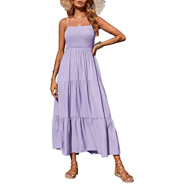 Kortärmade maxiklänningar för kvinnor lavender purple M
