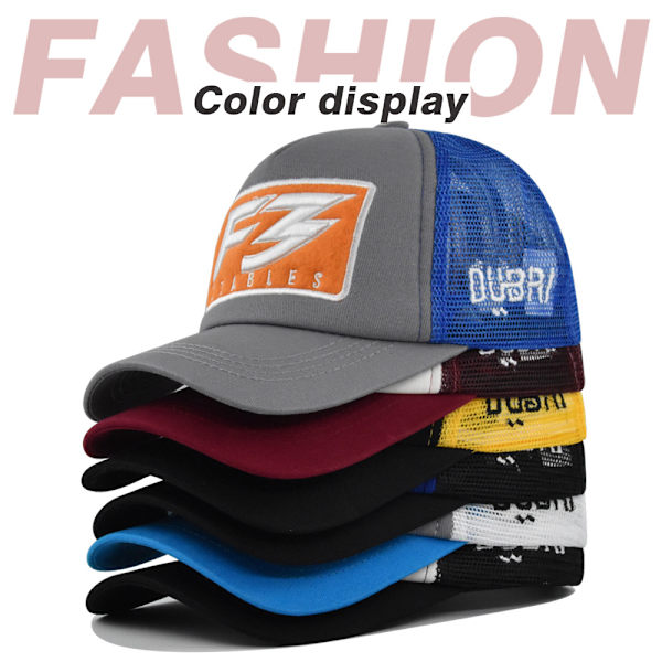 Broderi Mesh Cap F3 Broderi Baseball Cap Tredimensionell broderi Peaked Cap Utomhus Solhatt Färgmatchande Mesh Cap Partihandel Cm6022WineRed Adjustable