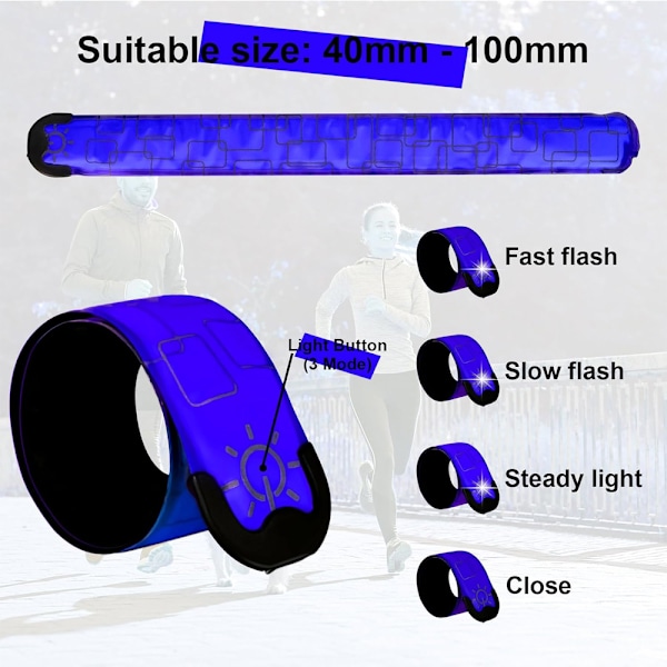 LED Armband för Löpning, 2-pack för Löpare Uppladdningsbar Reflex Löparutrustning Lysande Armband Hög Synlighet LED Armbandslampor - Blå Blue