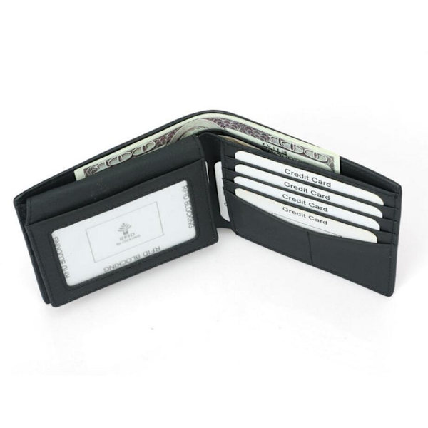 RFID carbon plånbok i äkta läder black one size