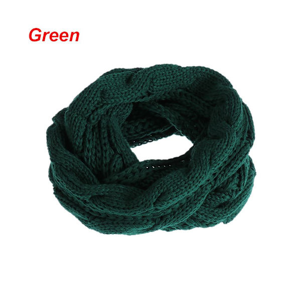 Stickad Scarf Tjock Sjal Cirkelkabel GRÖN