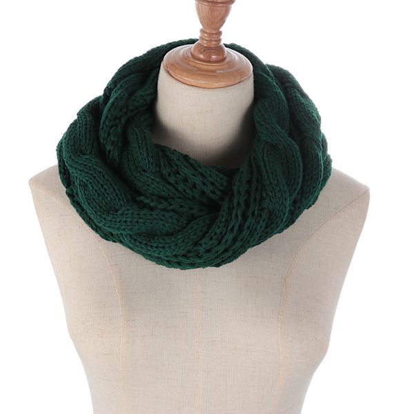 Stickad Scarf Tjock Sjal Cirkelkabel GRÖN