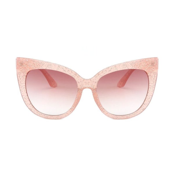 Stora rosa cateye solglasögon UV400 glitter pink one size