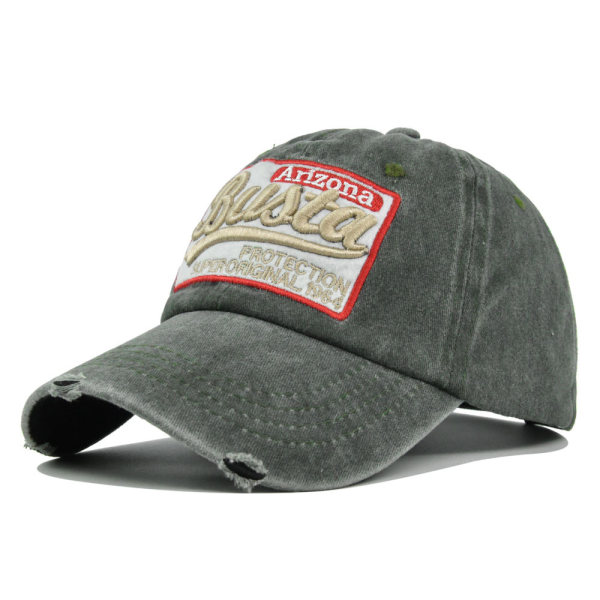 Retro tredimensionell broderad cap 3D broderad patch cap tvättad gammal solhatt Cb4195ArmyGreen Adjustable